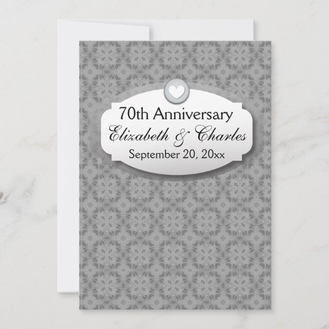 Invitación 70 Aniversario Boda Platinum Z03 (Anverso)