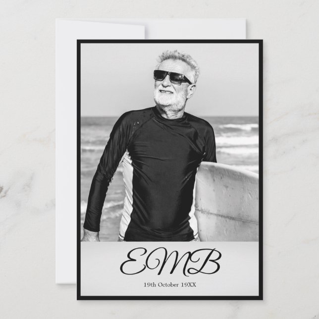 Invitación 70 Aniversario de la Elegante Foto Monograma (Reverso)