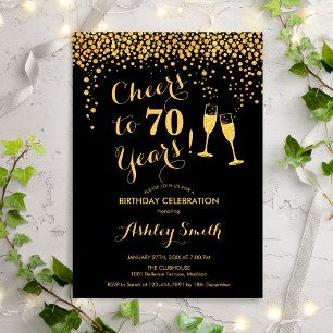 Invitación 70 Aniversario - Saludos A 70 Años Negro De Oro