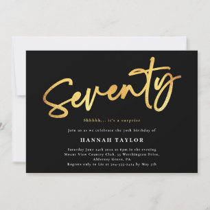 Invitación 70 años del elegante oro negro moderno