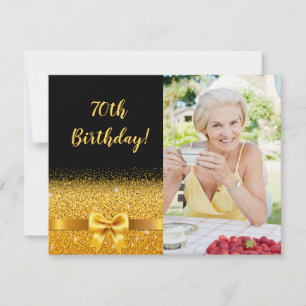 Invitación 70 años personalizado de oro negro elegante foto