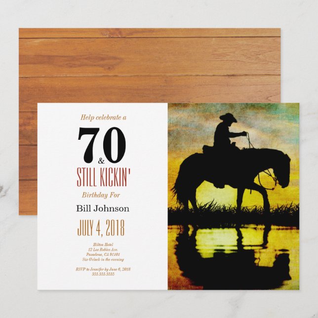 Invitación 70 años y aún matando la fiesta de cumpleaños (Anverso / Reverso)