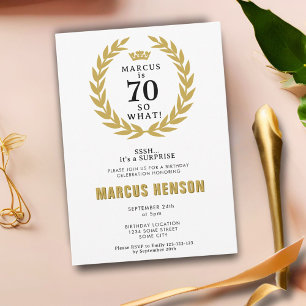Invitación 70 así que qué Corona de Laurel Divertida Cumpleañ