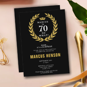 Invitación 70 así que qué Corona de Laurel Divertida Cumpleañ