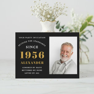 Invitación 70 cumpleaños 1956 Foto personalizada en negro y d