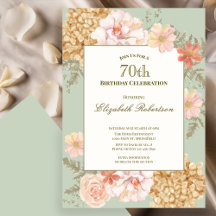 Invitación 70 cumpleaños colores otoño floral salv