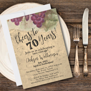 Invitación 70 cumpleaños del viñedo   Salud por 70 años de vi