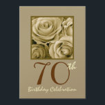 Invitación 70° cumpleaños invitan a Rosas de ORO<br><div class="desc">Esta es una manera elegante de invitar a la gente a una celebración de cumpleaños. Todo el texto es totalmente personalizable. Puede experimentar con diferentes tipos de papel haciendo clic en la pestaña "Opciones de invitación" en la esquina superior derecha. Este diseño se presenta en papel metálico dorado que le...</div>