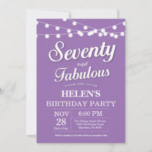 Invitación 70 cumpleaños Morado Fabuloso