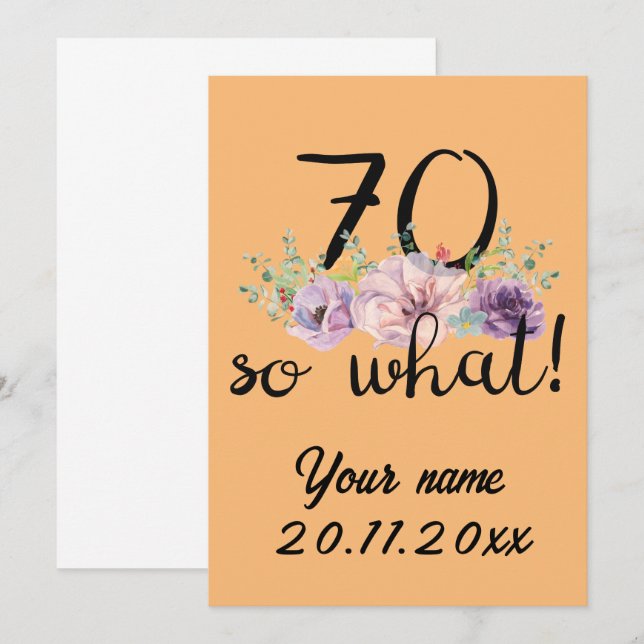 Invitación 70 Entonces qué - Gracioso cumpleaños 70 (Anverso / Reverso)