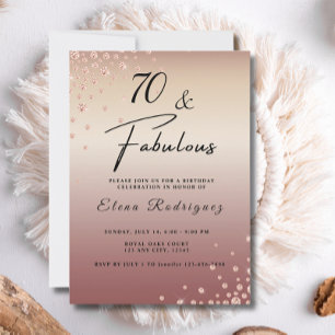 Invitación 70 Fabuloso Rosa Purpurina de Oro Diamante Cumplea