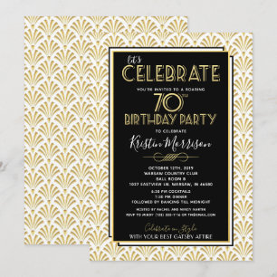 Invitación 70.o Art déco Gatsby del cumpleaños que ruge el