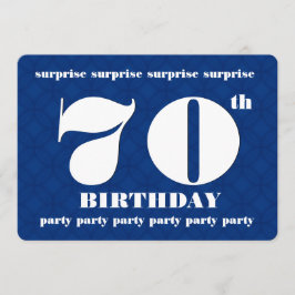 Invitación 70.o Fiesta azul y blanca v005A de la SORPRESA de