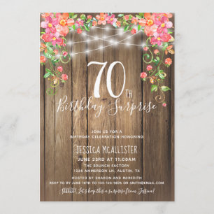 Invitación 70.o Madera floral rústica del brunch de la