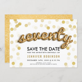 Invitación 70.o Reserva del purpurina de los globos del oro