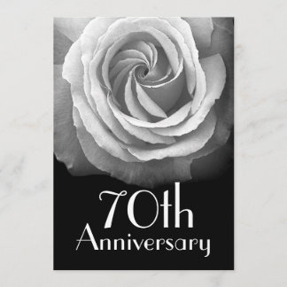 Invitación 70.o Rosa blanco de plata del aniversario