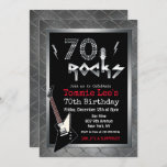 Invitación 70 Rocks Rockstar Guitar 70th Birthday Invitation<br><div class="desc">70 Rockstar Guitarra Eléctrica Metalizado Metálica Purpurina Plata 70 Invitación de cumpleaños sorpresa</div>