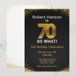 Invitación 70 So What! Black Gold 70th Birthday