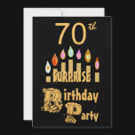 INVITACIÓN 70° SORPRESA - ORO<br><div class="desc">Este diseño con sus coloridas velas de oro es un festival floral para invitar a la gente a una celebración de cumpleaños SORPRESA. Texto es personalizable - agregar el nombre y fecha de la persona de cumpleaños! Este diseño se presenta en un papel metálico de oro que le da a...</div>