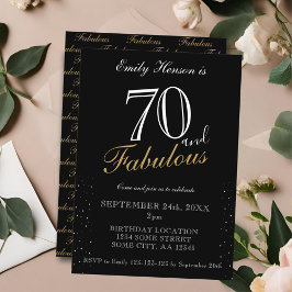 Invitación 70 y fabuloso Black Elegant Script Cumpleaños