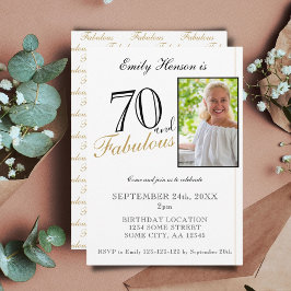 Invitación 70 y fabuloso elegante guión de cumpleaños