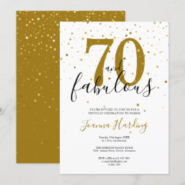 Invitación 70 y fabuloso elegante oro y cumpleaños negro