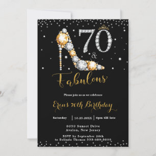 Invitación 70 y fabulosos diamantes de alto talón 70 cumpleañ