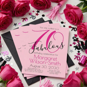 Invitación 70 y Fabulosos Rosa Rosado Cumpleaños 70