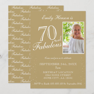 Invitación 70 y Fabulous Elegant Photo Birthday