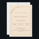 Invitación 70th birthday champagne gold simple modern<br><div class="desc">Celebrate a milestone in style with this elegant 70th birthday invitation in soft champagne tones. Designed for a sophisticated and memorable celebration, this invitation features a clean, modern layout with a delicate script detail and subtle heart accent for a feminine and timeless touch. Perfect for women celebrating their 70th birthday,...</div>