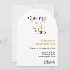 Invitación 70th Birthday Cheers and Beers Minimal
