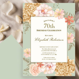 Invitación 70th Birthday Invitation Autumn Colors Floral Sage
