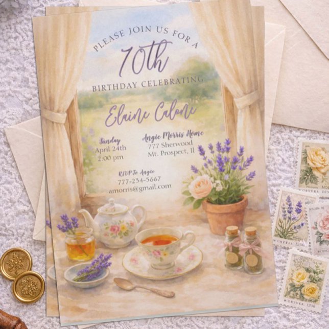 Invitación 70th Birthday Party - Delightful Tea Party (Subido por el creador)