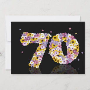 Invitación 70th Birthday party, with flowered letters