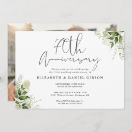 Invitación 70th Wedding Anniversary Greenery Floral Photo