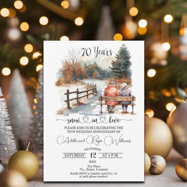 Invitación 70th Wedding Anniversary Winter Landscape Romantic (Subido por el creador)