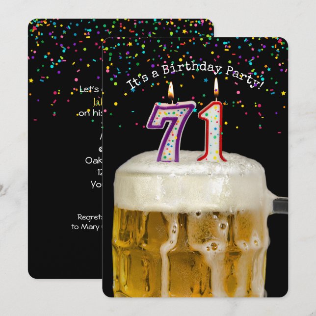 Invitación 71.ª Fiesta de Cervezas de Cumpleaños (Anverso / Reverso)