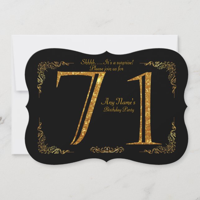 Invitación 71.o, Gatsby de la fiesta de cumpleaños 71.a, (Anverso)
