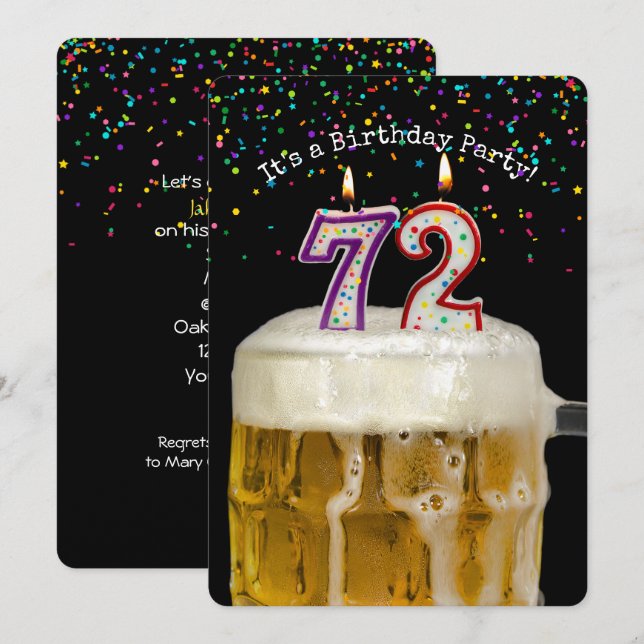 Invitación 72.ª Fiesta de Cervezas de Cumpleaños (Anverso / Reverso)
