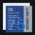 Invitación 75º cumpleaños Moderno azul y plata S305<br><div class="desc">Este moderno diseño en azul y plateado es una manera elegante de invitar a sus huéspedes a una fiesta de cumpleaños número 75. Todo el texto es totalmente personalizable. Puede cambiar el color del texto para un aspecto diferente. Te recomiendo el papel metálico con casco de hielo, que te dará...</div>