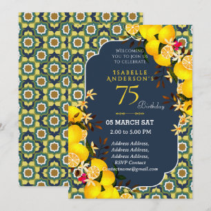 invitación 75º Lemon Mediterranean Amarillo Azul
