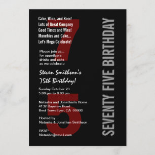 Invitación 75º Nacimiento Negro Red Premium Paper V04