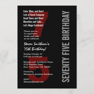 Invitación 75º Nacimiento Negro Red Premium Paper V04