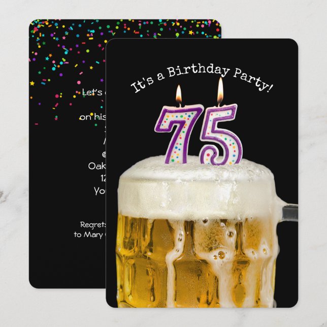 Invitación 75.ª Fiesta de Cervezas de Cumpleaños (Anverso / Reverso)