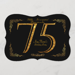 Invitación 75.ª fiesta de cumpleaños 75.ª, gran Gatsby, negro