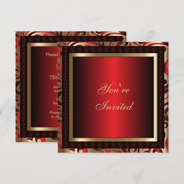 Invitación 75.ª fiesta de cumpleaños | DIY Textos (Anverso / Reverso)