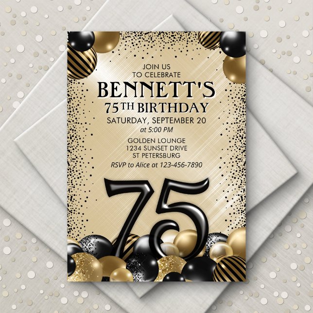 Invitación 75.º cumpleaños de oro negro (Subido por el creador)