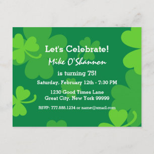 Invitación 75.º fabuloso cumpleaños Green Shamrock G002G2