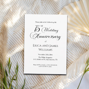 Invitación 75° Aniversario Boda Elegante Guión