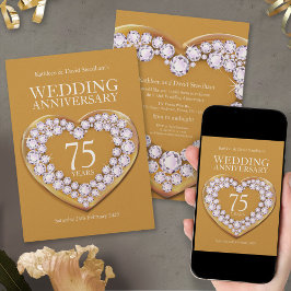 Invitación 75° aniversario boda fiesta de corazón invita